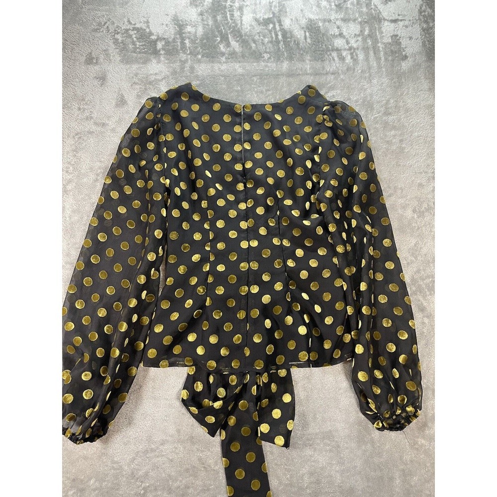 ASTR The Label Tonic Wrap Polka Dot Top Black Gold Size Small - Picture 9 of 10